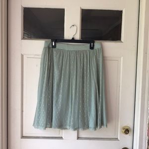 Pale green polka dot skirt